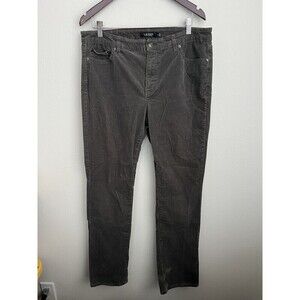 LRL Lauren Black Label Pants Womens Gray Corduroy Stretchy Straight Pants 14